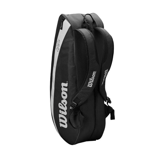 Tennis Racket Bag Wilson Roger Federer Team Black (6-Racket) - Padelspeed Padel, Squash & Tennis