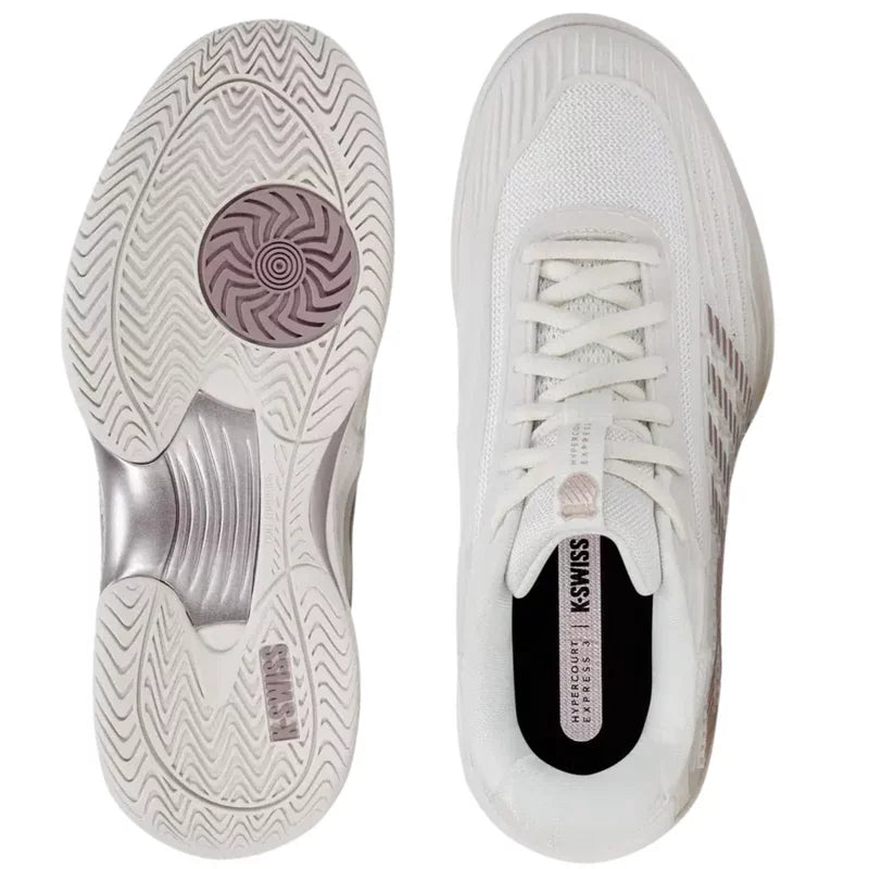 Women's Tennis Shoes K-Swiss Hypercourt Express 3 (White/Rose Gold)